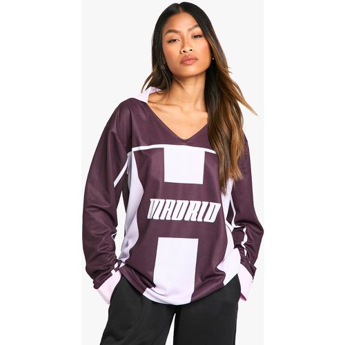 T-SHIRT OVERSIZE DA CALCIO CON STAMPA MADRID - boohoo - Modalova