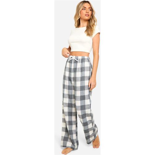 Pijama De Pantalón Largo Y Camiseta Con Estampado De Cuadros - boohoo - Modalova