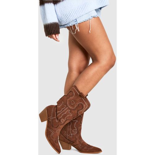 Botas Camperas Estilo Western Bordadas Por El Tobillo - boohoo - Modalova