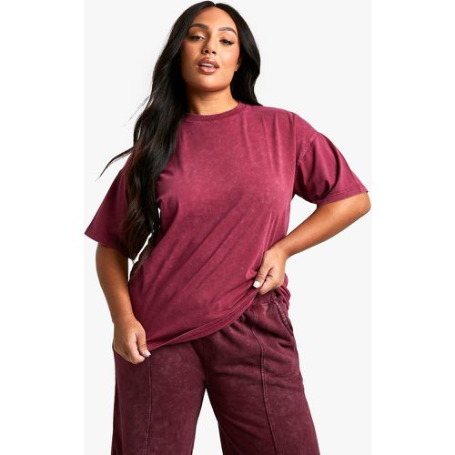 T-shirt Plus Size oversize slavata color prugna - boohoo - Modalova