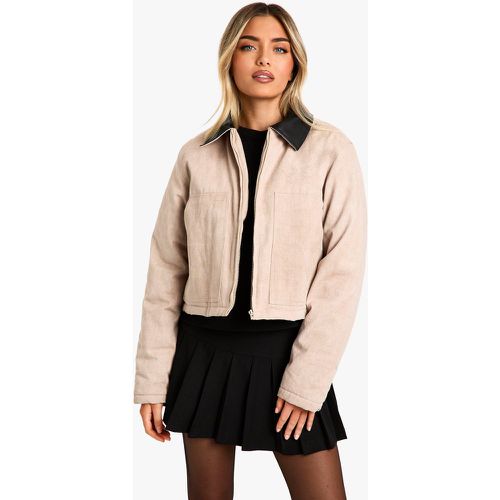 Chaqueta Efecto Lavado Con Cuello En Contraste - boohoo - Modalova