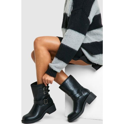 Botas Moteras Estilo Vintage Con Hebilla - boohoo - Modalova