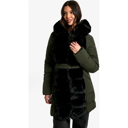 Parka Premium Con Ribete De Pelo Sintético - boohoo - Modalova