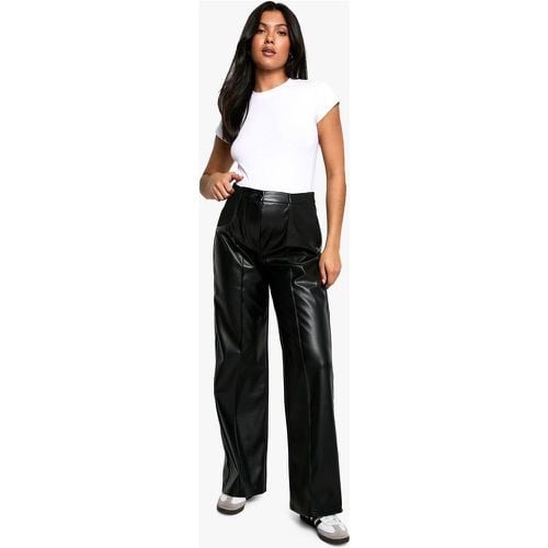 Pantaloni Premaman Slim Fit in PU a vita alta con cuciture - boohoo - Modalova