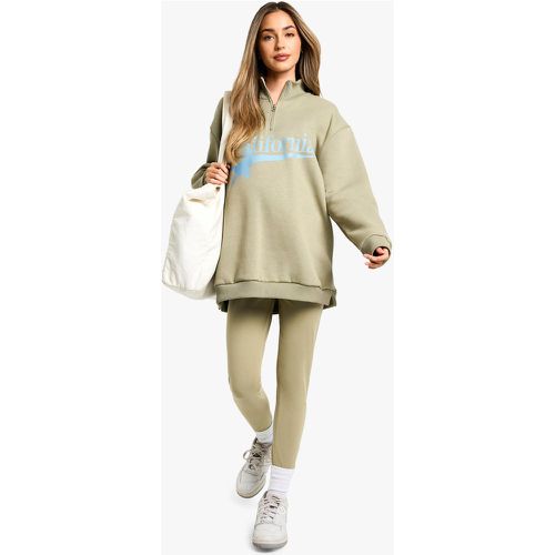 Conjunto Premamá De Leggings Y Sudadera Con Cremallera A La Mitad Y Estampado California - boohoo - Modalova