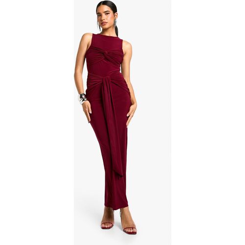 Vestido Maxi Fruncido Con Nudo Y Escote Estilo Nadador - boohoo - Modalova