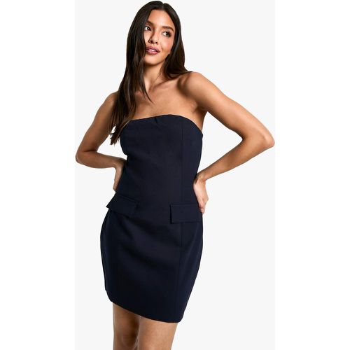 Miniabito sartoriale a fascia, Navy - boohoo - Modalova