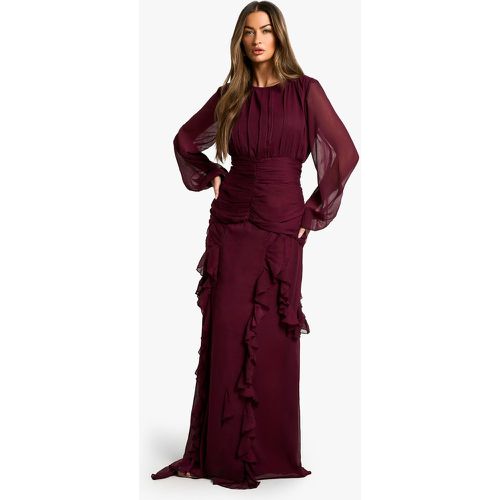 Vestito maxi in chiffon arricciato con arricciature - boohoo - Modalova