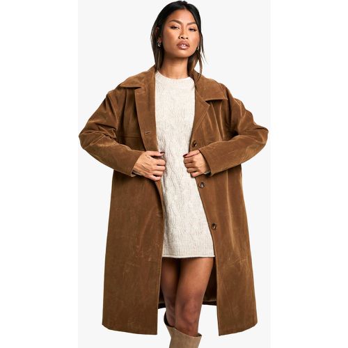 Cappotto Trench in scamosciato effetto vintage - boohoo - Modalova