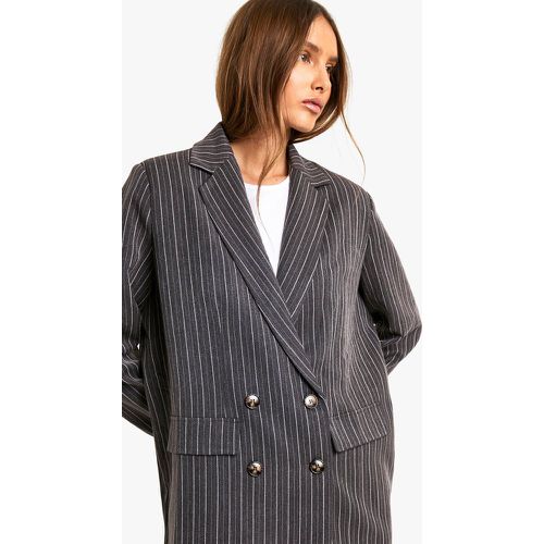 Blazer a monopetto oversize a righe verticali - boohoo - Modalova