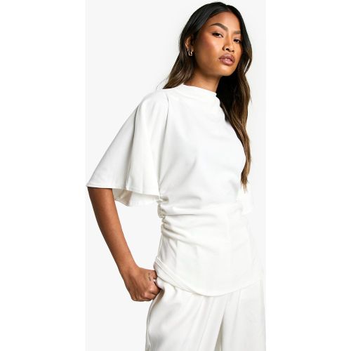 Blusa De Tela Jersey Y Tela Crepé Con Cuello Alto Y Mangas Acampanadas - boohoo - Modalova