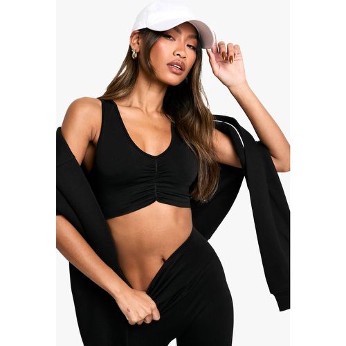 Reggiseno sportivo Premium modellante senza cuciture con ruches frontali - boohoo - Modalova