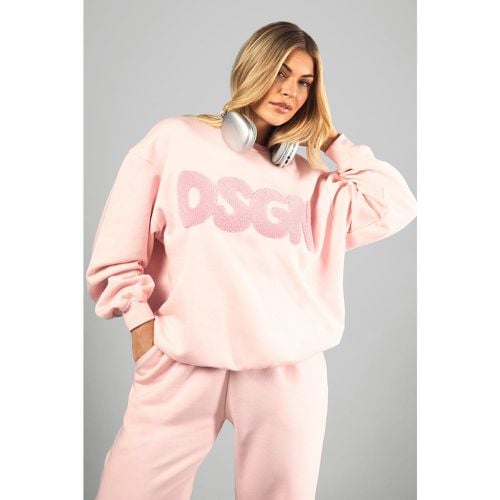 Felpa oversize Dsgn con applique in spugna - boohoo - Modalova