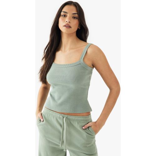 Top Sin Mangas Básico De Canalé Con Unión De - boohoo - Modalova