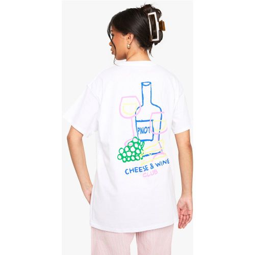 Camiseta Oversize Con Estampado De El Club Del Queso Y El Vino - boohoo - Modalova