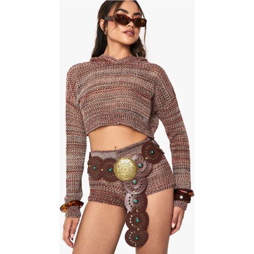 Maglione leggero all'uncinetto con cappuccio - boohoo - Modalova