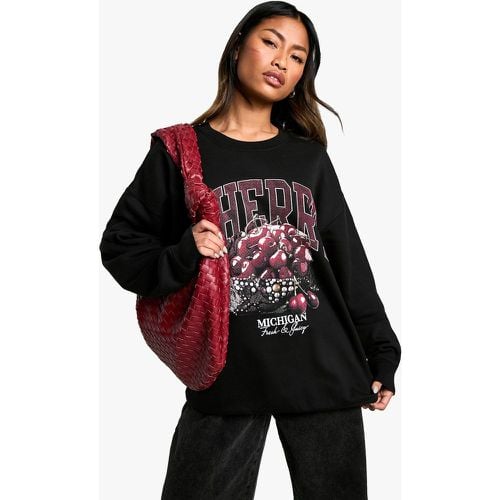 Felpa oversize con slogan Cherry - boohoo - Modalova