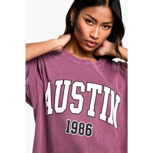 Camiseta Oversize Con Estampado Universitario De Austin - boohoo - Modalova