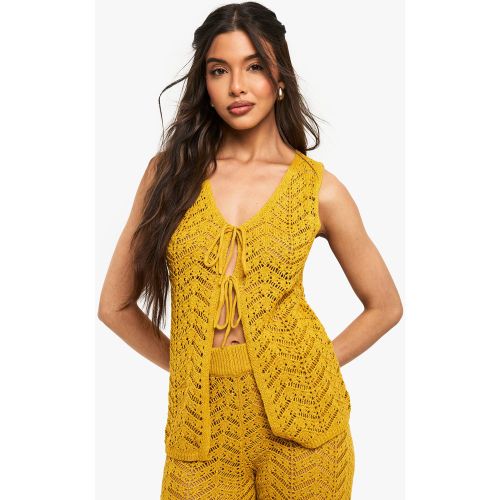 Gilet all'uncinetto con laccetti - boohoo - Modalova