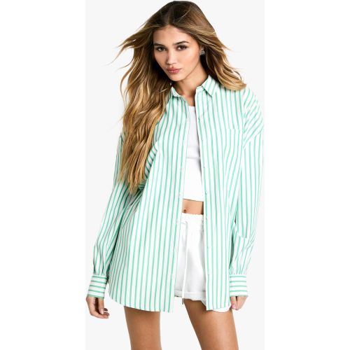 Camisa Oversize De Raya Diplomática - boohoo - Modalova