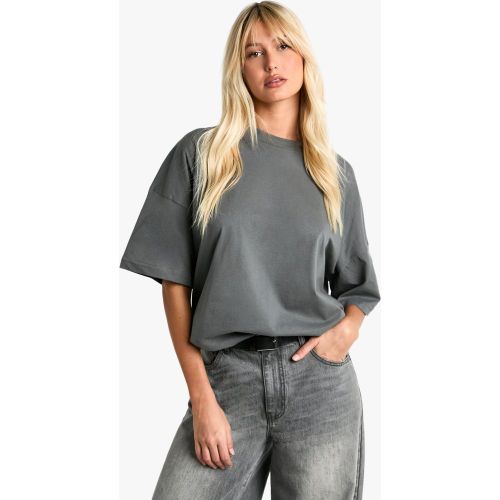 T-shirt super oversize, Grigio - boohoo - Modalova