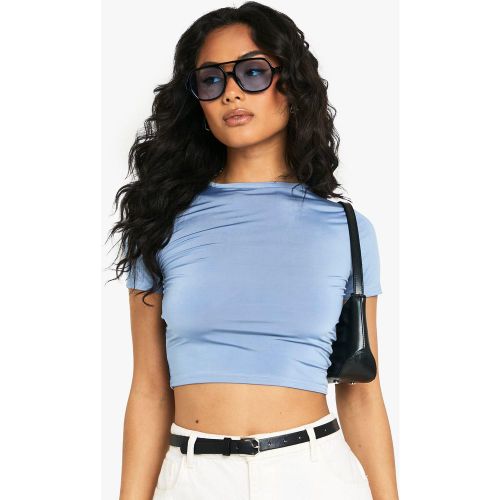 Top Crop Básico Ceñido De Manga Corta - boohoo - Modalova