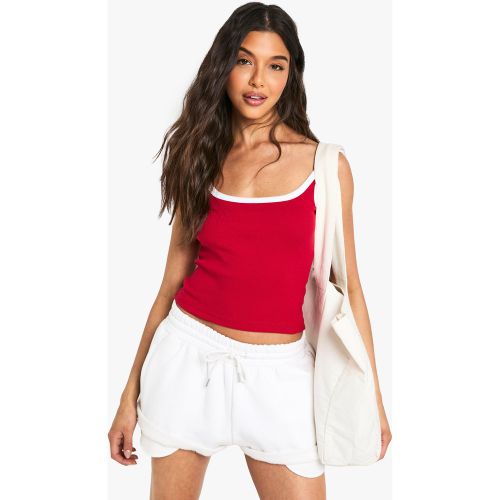 Top Sin Mangas De Canalé Con Tirantes - boohoo - Modalova