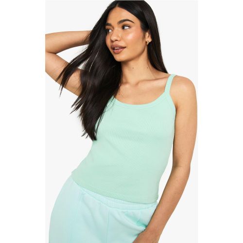 Top Sin Mangas De Canalé Con Tirantes Gruesos - boohoo - Modalova