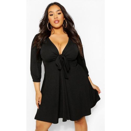 Vestido Plus Skater Con Nudo Frontal - boohoo - Modalova