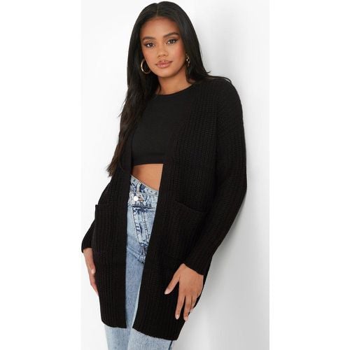 Cardigan Petite fil-a-fil, Nero - boohoo - Modalova