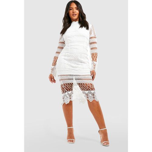 Vestito midi Plus Size con pannelli in pizzo - boohoo - Modalova