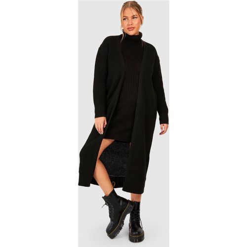 Cardigan maxi Plus Size lungo in maglia - boohoo - Modalova