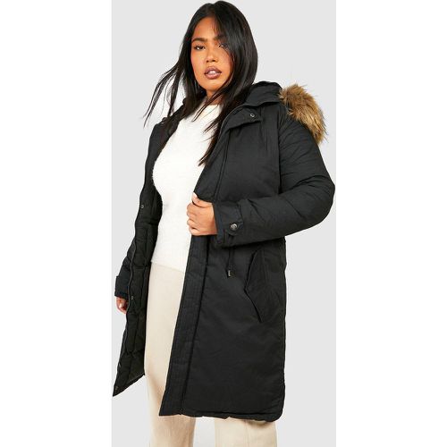 Parka Plus Con Ribete De Pelo Sintético - boohoo - Modalova