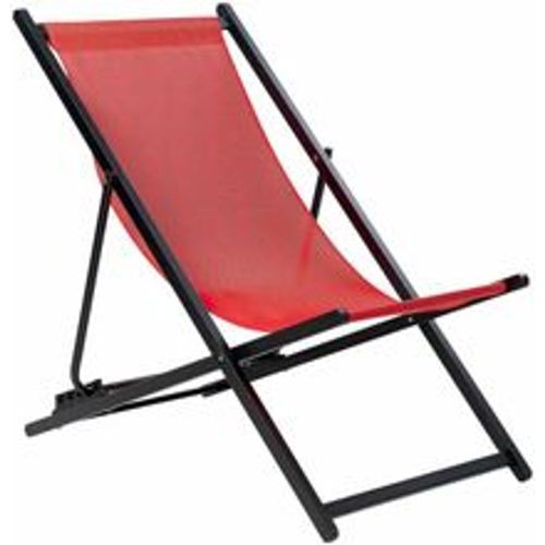 Liegestuhl Schwarz Aluminium mit Stoffbespannung Rot Faltbar Klappbar Verstellbar Modern Garten Terrasse Outdoor Balkon Möbel Ausstattung - BELIANI - Modalova