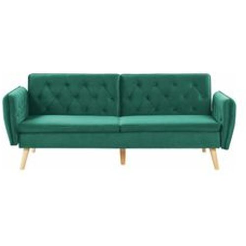 Sofa Grün Samtstoff 2-Sitzer Schlaffunktion Modern Praktisch Wohnzimmer Schlafzimmer - BELIANI - Modalova