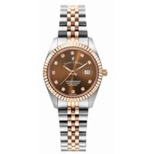 Damen Armband Uhr Edelstahl Zirkonia 21cm Quarzwerk Mineralglas - Jacques du Manoir - Modalova