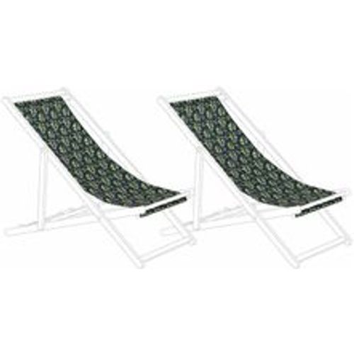 Stoffbezüge für Gartenliege 2er Set Dunkelgrün aus Polyester 113 x 44 cm mit Olivenzweigmotiv Gartenausstattung Outdoor Garten Accessories - BELIANI - Modalova