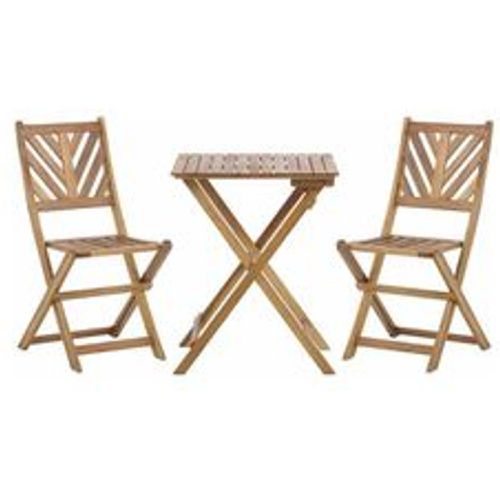 Balkonset Braun Akazienholz Tisch quadratisch 58x58 cm mit 2 klappbaren Stühlen Landhaus Stil Terrasse Balkon Garten Möbel - BELIANI - Modalova