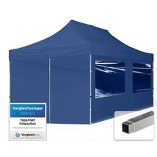 X6 m Faltpavillon, economy Alu 32mm, Seitenteile mit Panoramafenstern, blau - blau - Fashion24 DE - Modalova