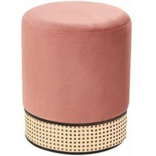 Pouf Rosa Samt ⌀ 35 cm mit Wiener-Geflecht Rund Einfarbig Modern Glamourös Sitzhocker Ottoman Fußhocker Schemel für Wohnzimmer Schlafzimmer - BELIANI - Modalova