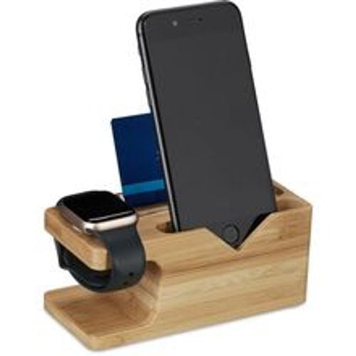 Ladestation, für Apple Watch & iPhone, Bambus, HxBxT: 6 x 14 x 6,5 cm, Handy-Station & Uhrenständer, natur - RELAXDAYS - Modalova