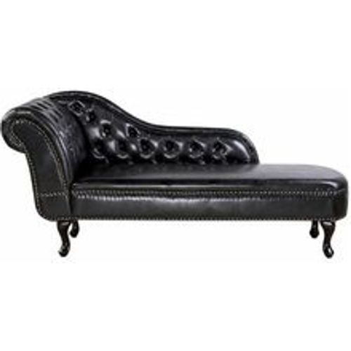 Chaiselongue Linksseitig Schwarz Kunstleder Holzfüße Glamourös - BELIANI - Modalova