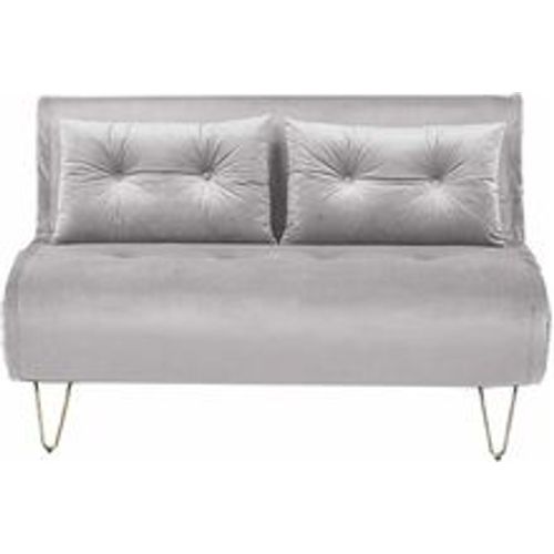 Schlafsofa 2-Sitzer Grau Samtstoff Zierkissen Metallbeine in Gold verstellbare Rückenlehne Minimalistisch Glamourös Wohnzimmer - BELIANI - Modalova