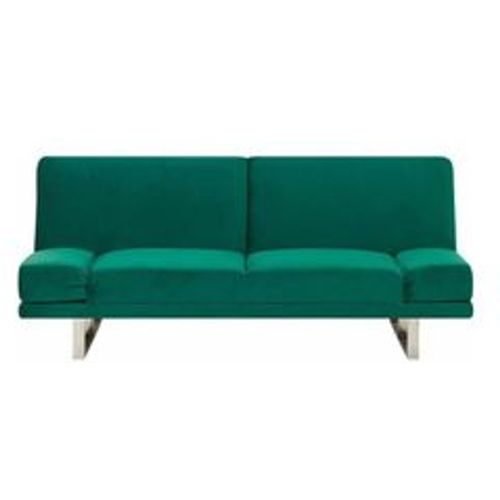 Sofa Grün Polsterbezug Samtstoff 2-Sitzer Schlaffunktion Verstellbare Armlehnen Skandinavisch Modern Wohnzimmer - BELIANI - Modalova