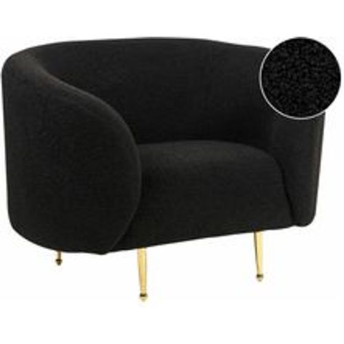 Sessel Schwarz Bouclé Stoffbezug mit Armlehnen Metallgestell in Gold Glamouröser Edler Stil Cocktailsessel Wohnzimmer Salon Esszimmer Flur - BELIANI - Modalova