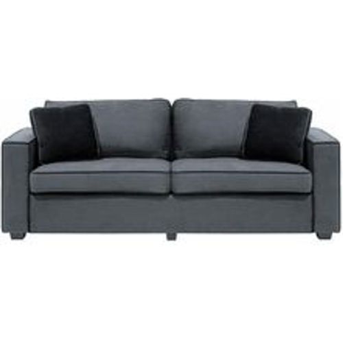 Sofa Grau Samtstoff 3-Sitzer mit Holzbeinen 2 Kissen Armlehnen Freistehend Modern Industriell Wohnzimmer Ausstattung Möbel Couch Sitzmöbel - BELIANI - Modalova