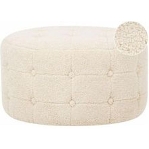 Pouf Beige Bouclé ⌀ 55 cm mit Knopfsteppung Rund Modern Glamourös Sitzhocker Ottoman Fußhocker Schemel für Wohnzimmer Schlafzimmer - BELIANI - Modalova