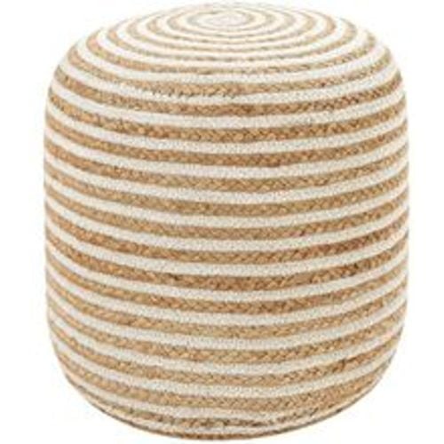 Pouf Beige u. Weiß aus Jute u. Baumwolle Gestreift Rund ⌀ 40 cm Sitzhocker Boho Stil Modern Wohnaccessoires für Wohnzimmer Schlafzimmer Flur - BELIANI - Modalova