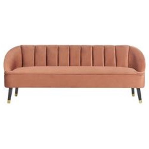 Sitzer Sofa Goldbraun Samtstoff mit Steppung Armlehnen Schwarzen Hohen Holzfüßen Dickes Polster Modern Glamourös Wohnzimmer Ausstattung - BELIANI - Modalova