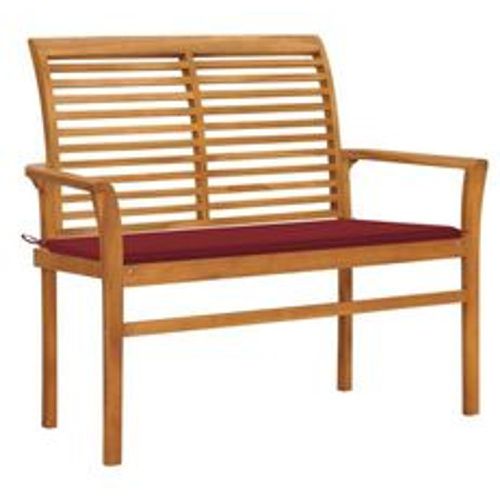 Gartenbank mit Weinroter Auflage 112 cm Massivholz Teak - VIDAXL - Modalova